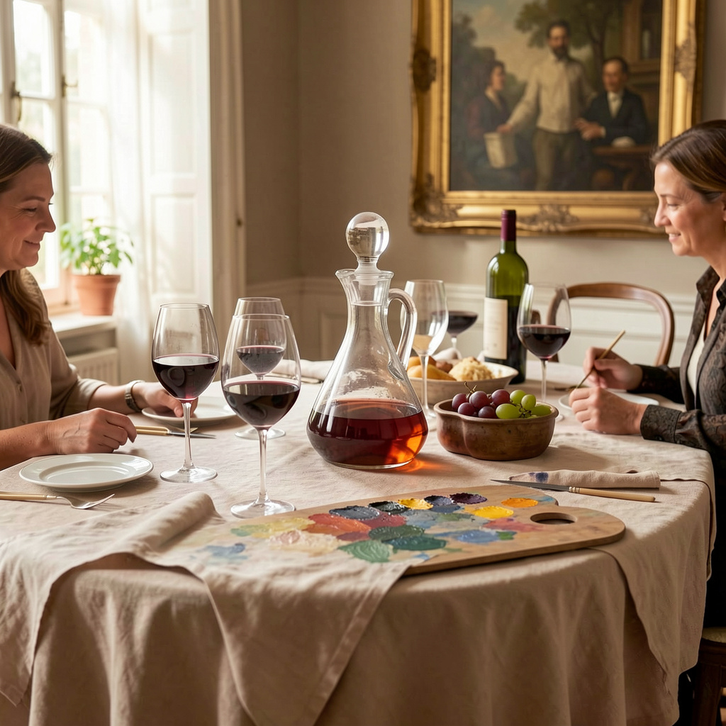 Elegant wine and painting creative session for adults